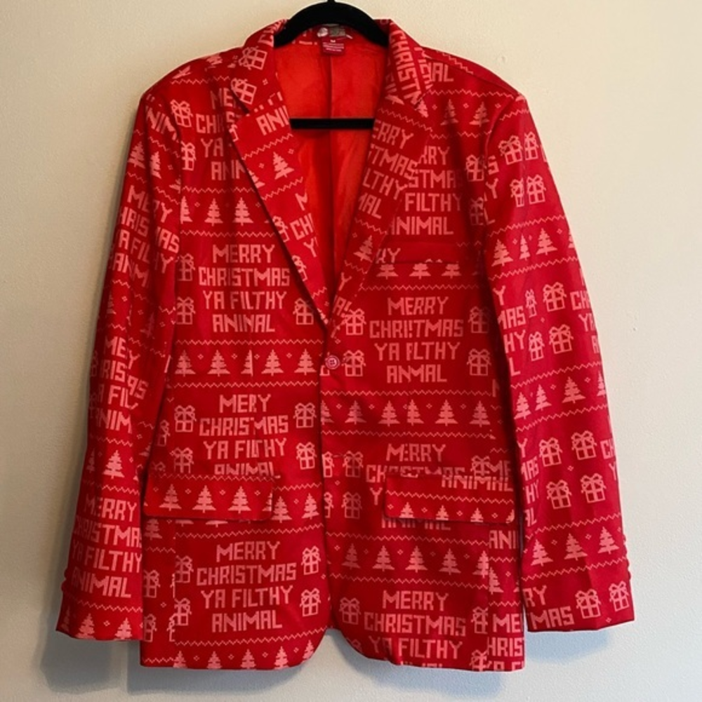 Men’s Merry Christmas Ya Filthy Animal Red Jacket Size‎ M Home Alone